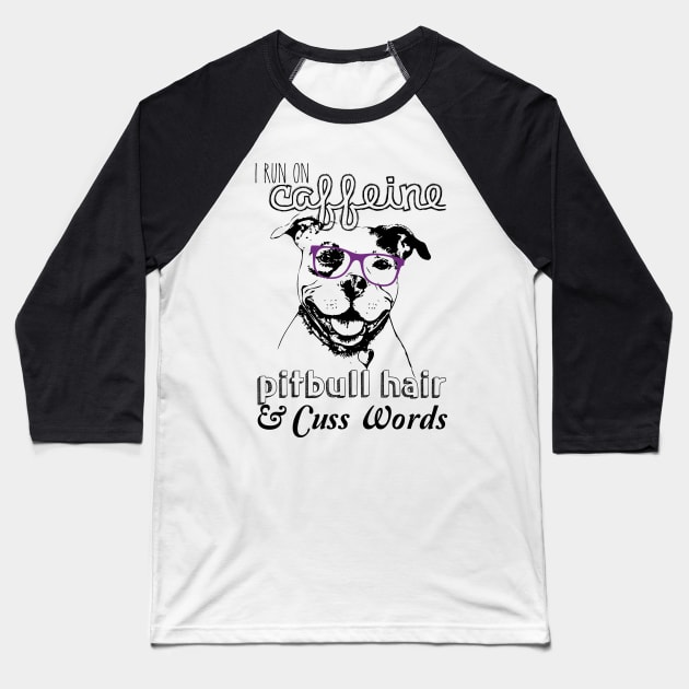 Smiling Pitbull Baseball T-Shirt by erinmizedesigns